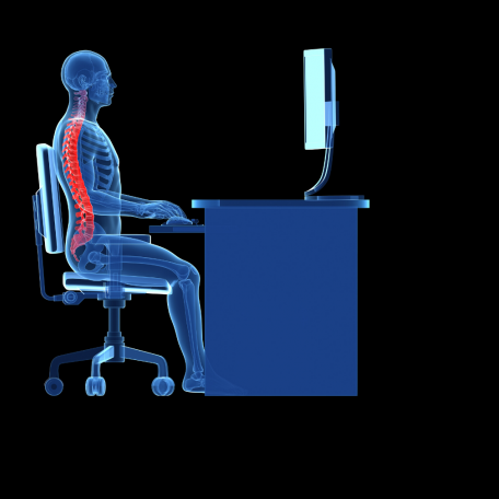 Ergonomics image showing the anatomy of the correct posture when working at a desk.